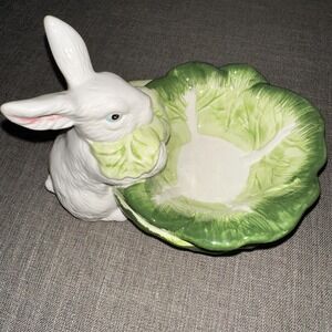Department 56 Bunny In Cabbage Or Lettuce Candy Dish